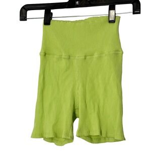 Daily Drills Zilker Green Ribbed High Waisted‎ Biker Shorts